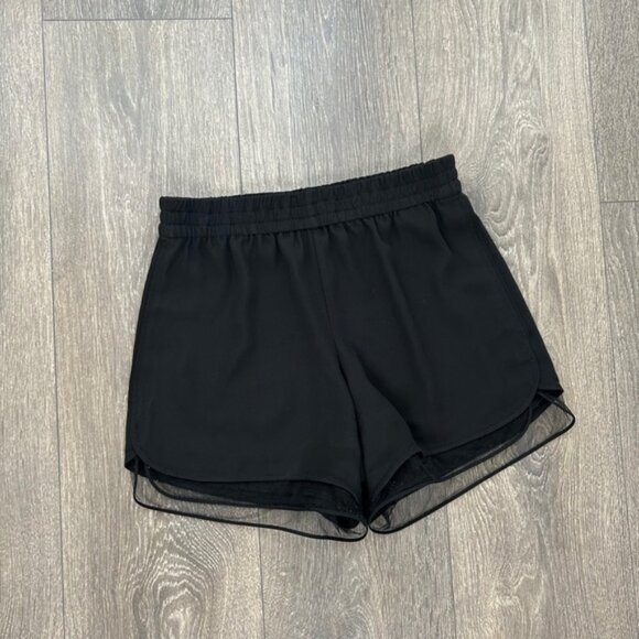 Aritzia Babaton Norbert Shorts Mesh Lace trim Mid low rise Black Size XXS - Picture 7 of 12